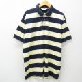 XL★古着 エディーバウアー 半袖 ブランド ポロ シャツ メンズ 00年代 00s 大きいサイズ コットン 薄黄他 イエロー ボーダー 25may16 中古 トップス