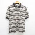 XL★古着 エディーバウアー 半袖 ブランド ポロ シャツ メンズ 00年代 00s 鹿の子 大きいサイズ コットン ベージュ系他 カーキ ボーダー 【spe】 25jun06 中古 トップス