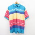 XL★古着 ドッカーズ 半袖 ブランド ポロ シャツ メンズ 90年代 90s 大きいサイズ コットン 薄紺他 ネイビー ボーダー 25jun17 中古 トップス