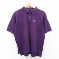 XL★古着 ブルックスブラザーズ BROOKS BROTHERS 半袖 ブランド ポロ シャツ メンズ 90年代 90s ワンポイントロゴ 鹿の子 コットン USA製 紫 パープル 【spe】 25jun17 中古 トップス