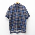 XL★古着 ドッカーズ 半袖 ブランド ポロ シャツ メンズ 90年代 90s 鹿の子 大きいサイズ コットン USA製 紺他 ネイビー チェック 25jun19 中古 トップス