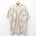 XL★古着 ノーティカ NAUTICA 半袖 ブランド ポロ シャツ メンズ 90年代 90s ワンポイントロゴ 大きいサイズ ロング丈 コットン ベージュ他 カーキ ストライプ 25jun19 中古 トップス