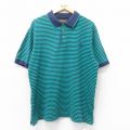 XL★古着 ティンバーランド 半袖 ブランド ポロ シャツ メンズ 90年代 90s ワンポイントロゴ 鹿の子 大きいサイズ コットン 緑他 グリーン ボーダー 25jun19 中古 トップス