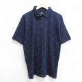 M★古着 ジバンシー GIVENCHY 半袖 ブランド ポロ シャツ メンズ ワンポイントロゴ ゴルフ 総柄 コットン 濃紺 ネイビー 25jun20 中古 トップス