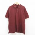 XL★古着 ギャップ GAP 半袖 ブランド ポロ シャツ メンズ 鹿の子 大きいサイズ コットン エンジ系 25jun26 中古 トップス