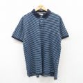 XL★古着 ラルフローレン Ralph Lauren ポロジーンズ 半袖 ブランド ポロ シャツ メンズ ワンポイントロゴ 鹿の子 コットン 紺他 ネイビー ボーダー 25jun26 中古 トップス