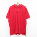 XL★古着 ラルフローレン Ralph Lauren 半袖 ブランド ポロ シャツ メンズ 90年代 90s ワンポイントロゴ 鹿の子 大きいサイズ コットン 赤 レッド 25jun26 中古 トップス