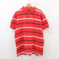 XL★古着 ノーティカ NAUTICA 半袖 ブランド ポロ シャツ メンズ ワンポイントロゴ 鹿の子 大きいサイズ コットン オレンジ系他 ボーダー 25jun26 中古 トップス