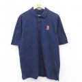 XL★古着 リーボック REEBOK 半袖 ブランド ポロ シャツ メンズ MLB ボストンレッドソックス 鹿の子 コットン 紺 ネイビー メジャーリーグ ベースボール 野球 25jul14 中古 トップス