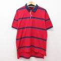 XL★古着 エディーバウアー 半袖 ブランド ポロ シャツ メンズ 90年代 90s 鹿の子 コットン 赤他 レッド ボーダー 25jul29 中古 トップス