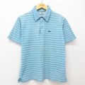 M★古着 ラコステ LACOSTE IZOD 半袖 ブランド ポロ シャツ メンズ 90年代 90s ワンポイントロゴ 鹿の子 水色他 ボーダー 25jul29 中古 トップス