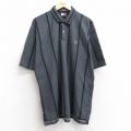XL★古着 トミーヒルフィガー TOMMY HILFIGER 半袖 ブランド ポロ シャツ メンズ 90年代 90s ワンポイントロゴ 鹿の子 コットン 濃グレー他 ストライプ 25jul30 中古 トップス