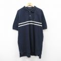 XL★古着 ノーティカ NAUTICA 半袖 ブランド ポロ シャツ メンズ ワンポイントロゴ 鹿の子 大きいサイズ ロング丈 コットン 紺 ネイビー 25aug05 中古 トップス