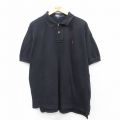 XL★古着 ラルフローレン Ralph Lauren 半袖 ブランド ポロ シャツ メンズ 90年代 90s ワンポイントロゴ 鹿の子 大きいサイズ コットン 黒 ブラック 25aug05 中古 トップス
