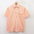 L★古着 ラコステ LACOSTE 半袖 ブランド ポロ シャツ メンズ 90年代 90s ワンポイントロゴ コットン 薄オレンジ 25aug05 中古 トップス