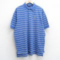 XL★古着 ラルフローレン Ralph Lauren ポロゴルフ 半袖 ブランド ポロ シャツ メンズ 00年代 00s ウイングフット 鹿の子 大きいサイズ コットン 青他 ブルー ボーダー 25aug05 中古 トップス