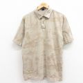 L★古着 ランズエンド 半袖 ブランド ポロ シャツ メンズ 00年代 00s ヤシの木 コットン ベージュ カーキ 25aug09 中古 トップス