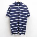 XL★古着 ラルフローレン Ralph Lauren ポロゴルフ 半袖 ブランド ポロ シャツ メンズ 90年代 90s ワンポイントロゴ 鹿の子 コットン 紺他 ネイビー ボーダー 25aug25 中古 トップス