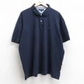 XL★古着 トミーヒルフィガー TOMMY HILFIGER 半袖 ブランド ポロ シャツ メンズ ワンポイントロゴ 鹿の子 大きいサイズ コットン 紺 ネイビー 25aug25 中古 トップス