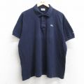 XL★古着 ラコステ LACOSTE 半袖 ブランド ポロ シャツ メンズ ワンポイントロゴ 鹿の子 大きいサイズ コットン 紺 ネイビー 25aug25 中古 トップス