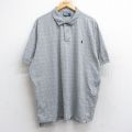 XL★古着 ラルフローレン Ralph Lauren 半袖 ブランド ポロ シャツ メンズ 90年代 90s ワンポイントロゴ 大きいサイズ ロング丈 コットン グレー 霜降り他 チェック 【spe】 25aug25 中古 トップス