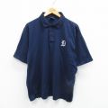 XL★古着 ナイキ NIKE 半袖 ブランド ポロ シャツ メンズ 00年代 00s MLB デトロイトタイガース コットン 紺 ネイビー メジャーリーグ ベースボール 野球 25aug25 中古 トップス