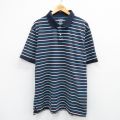 XL★古着 エルエルビーン LLBEAN 半袖 ブランド ポロ シャツ メンズ 鹿の子 ロング丈 大きいサイズ コットン 紺他 ネイビー ボーダー 25aug25 中古 トップス