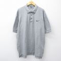 XL★古着 ナイキ NIKE 半袖 ブランド ポロ シャツ メンズ 90年代 90s ワンポイントロゴ 大きいサイズ グレー 26apr10