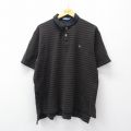 XL★古着 ラルフローレン 半袖 ブランド ポロ シャツ メンズ 90年代 90s ワンポイントロゴ 鹿の子 大きいサイズ コットン USA製 黒他 ボーダー【spe】 26apr10
