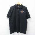 XL★古着 ハーレーダビッドソン 半袖 ポロ シャツ メンズ 鹿の子 コットン 黒 26apr10
