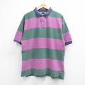 XL★古着 ギャップ GAP 半袖 ブランド ラガー シャツ メンズ 90年代 90s 鹿の子 大きいサイズ 緑他 ボーダー【spe】 26apr13
