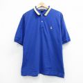 XL★古着 ノーティカ 半袖 ブランド ポロ シャツ メンズ 90年代 90s ワンポイントロゴ コットン 青 26apr13