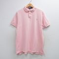 XL★古着 ラルフローレン 半袖 ブランド ポロ シャツ メンズ 90年代 90s ワンポイントロゴ 鹿の子 大きいサイズ コットン USA製 薄ピンク 26apr13