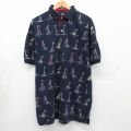 ノーティカ 90s 半袖ポロシャツ 総柄 ネイビー XL | 古着