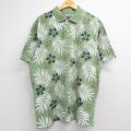 XL★古着 ラルフローレン チャップス 半袖 ブランド ポロ シャツ メンズ 90年代 90s 花 葉 鹿の子 大きいサイズ コットン カーキ 26jun04