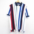 L★古着 ラルフローレン チャップス 半袖 ブランド ポロ シャツ メンズ 90年代 90s ワンポイントロゴ 鹿の子 コットン ホワイト ストライプ【spe】 26jun04