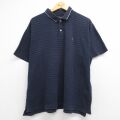 XL★古着 ラルフローレン チャップス 半袖 ブランド ポロ シャツ メンズ 90年代 90s ワンポイントロゴ 大きいサイズ ネイビー ボーダー 26jun04