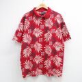 ラルフローレン 90s 半袖ポロシャツ 花葉 レッド メンズXL相当 | 古着