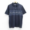ラルフローレン 90s 半袖ポロシャツ 花 ネイビー メンズL相当 | 古着