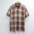 トミーヒルフィガー 90s 半袖ポロシャツ ワンポイントロゴ ブラウンチェック メンズL相当 | 古着