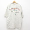 XL★古着 半袖 ハワイアン シャツ メンズ ゴルフ カクテル トミーバハマ 刺繍 ロング丈 シルク 開襟 オープンカラー 薄ベージュ カーキ 25jun10 中古 アロハ トップス