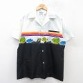 L★古着 半袖 ハワイアン シャツ メンズ 80年代 80s 魚 白他 ホワイト 25aug12 中古 アロハ トップス