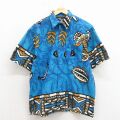 L★古着 半袖 ハワイアン シャツ メンズ 90年代 90s 葉 青 26apr25