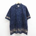 セントジョンズベイ 00s 半袖ハワイアンシャツ ハイビスカス ネイビー XL | 古着