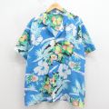 80s 半袖シャツ 花 ブルー XL | 古着