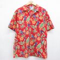 ハワイアン 90s 半袖シャツ ハイビスカスオウム レッド L | 古着