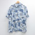 ピエールカルダン 90s 半袖シャツ ヤシの木 ライトブルー XL | 古着