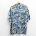 ピエールカルダン 00s 半袖シャツ ヤシの木 ネイビー XL | 古着