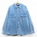 【20%OFF】XL★古着 長袖 シャツ メンズ 大きいサイズ 紺 ネイビー デニム 25sep25 中古 アウター