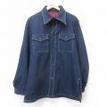 L★古着 シアーズ 長袖 シャツ ジャケット メンズ 70年代 70s ロング丈 紺 ネイビー 25oct15 中古 アウター